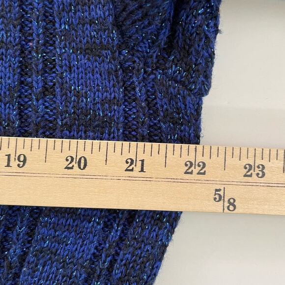 Vintage 1980s Crewneck Sweater Blue Metallic Wool Blend Pullover Oversized - Picture 6 of 9